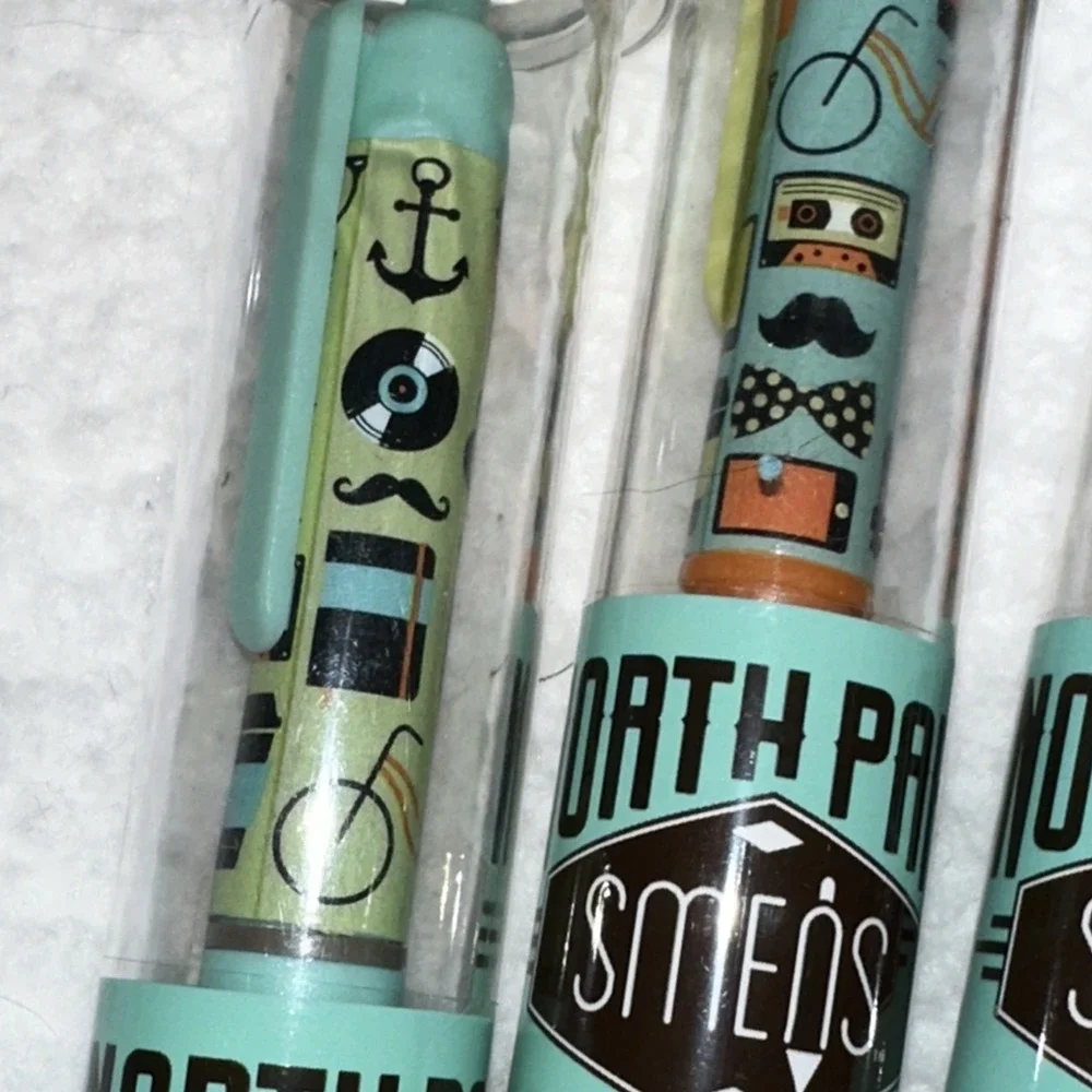 North Park Smens Scented Gel Pens Set of 4 Black Ink Hipster Designs New